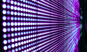 LED Wand Detail, perspektivisch, blau lila